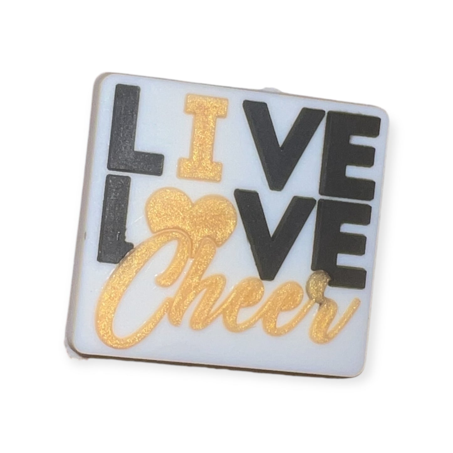 'Live Love Cheer' Croc Charm