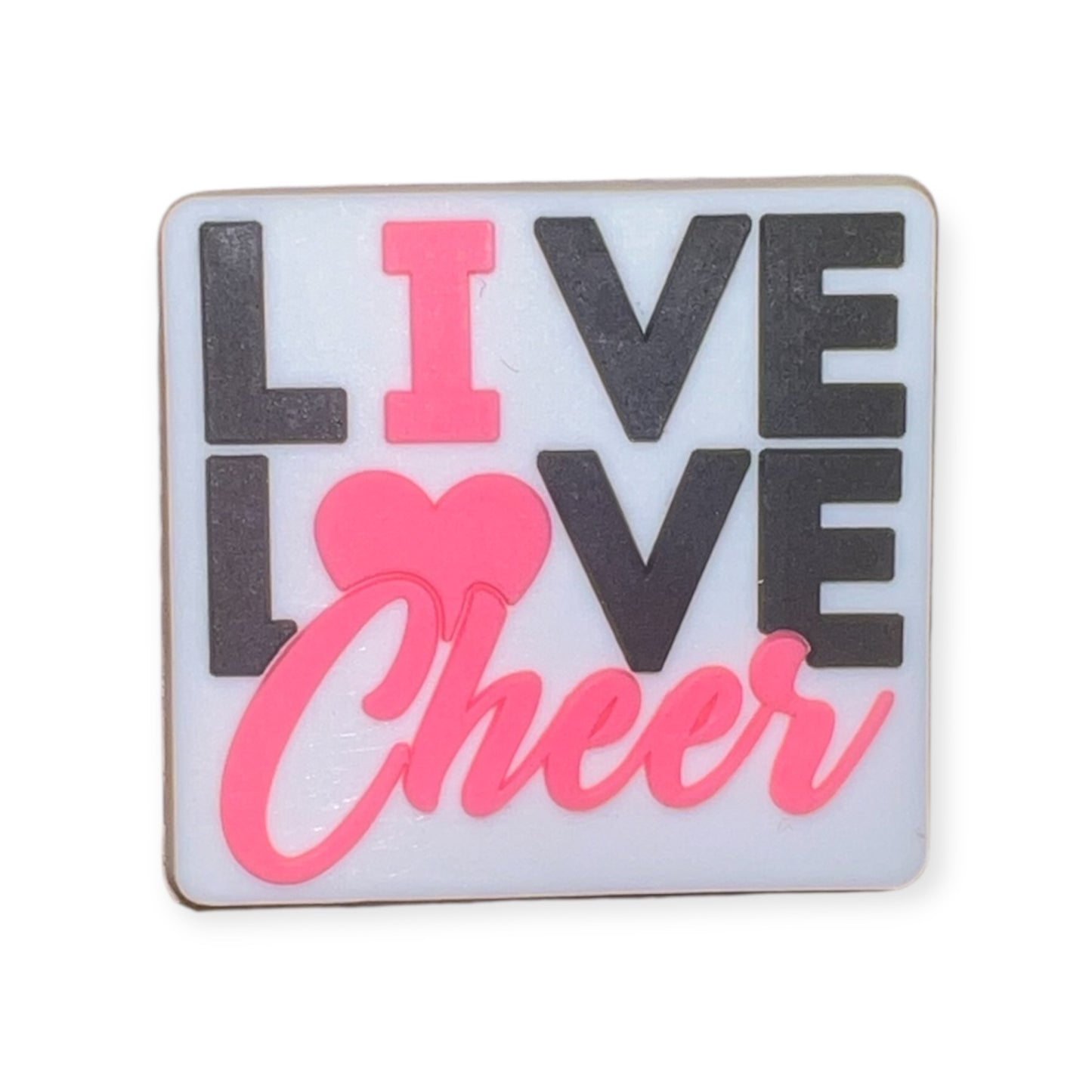 'Live Love Cheer' Croc Charm