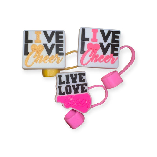 'Live Love Cheer' Straw Topper
