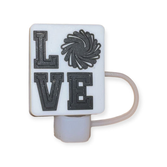 'LOVE' Pom Straw Topper