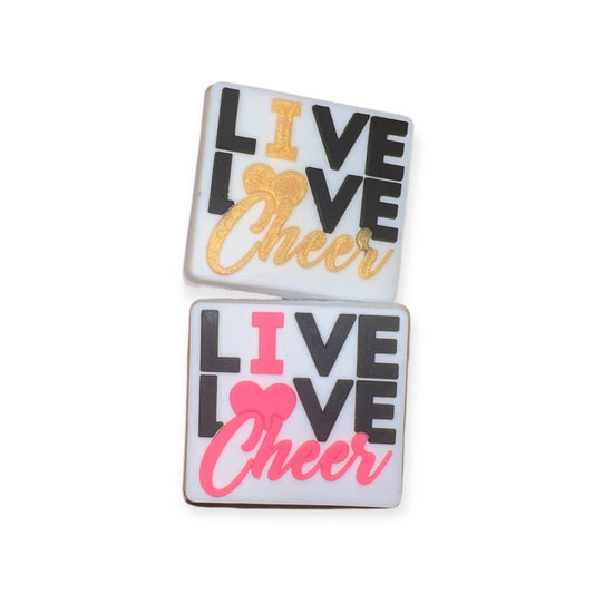 'Live Love Cheer' Croc Charm