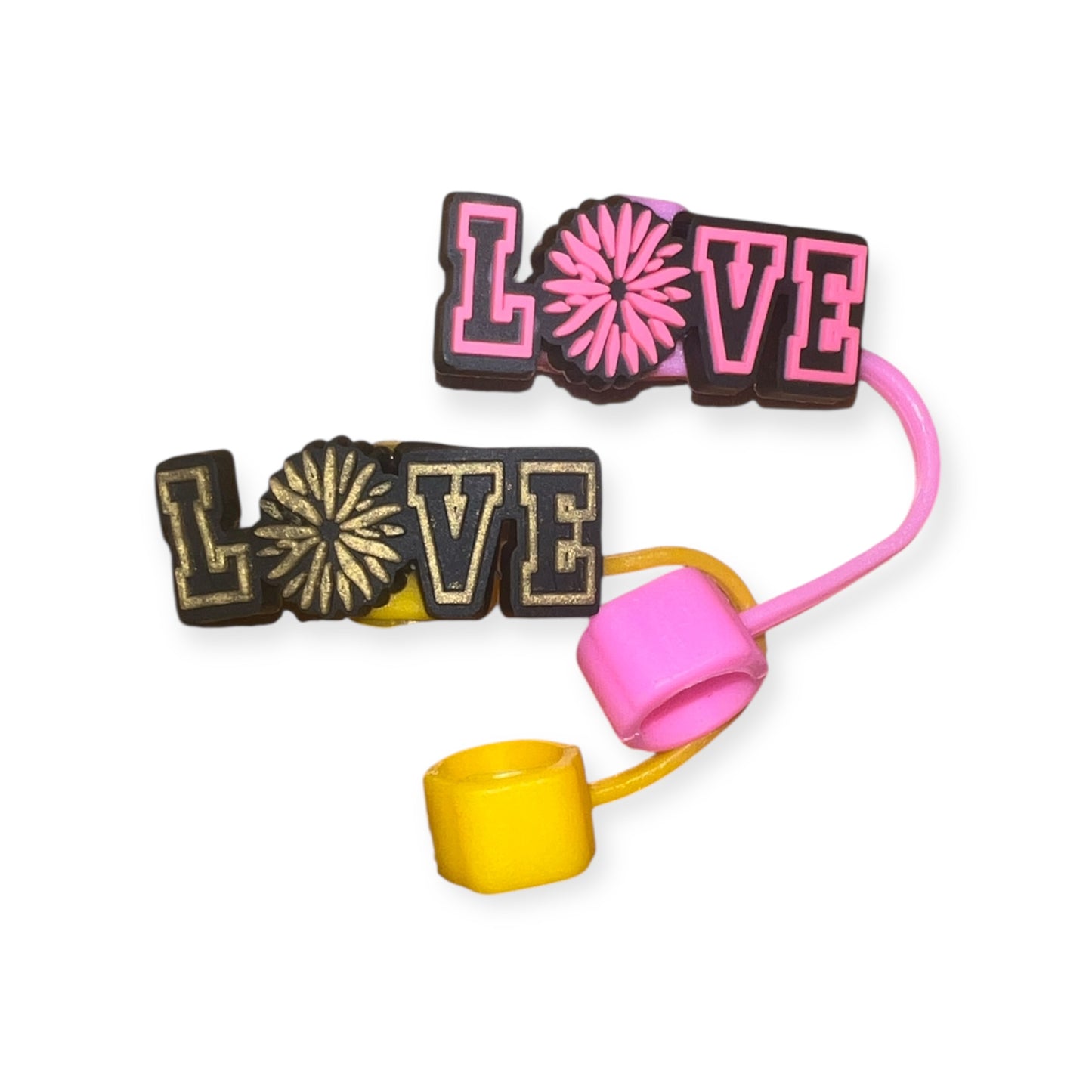 'LOVE' Pom Straw Topper